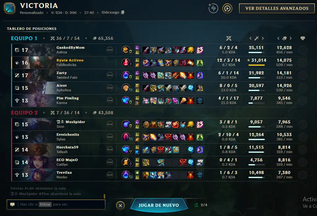 Captura del partido