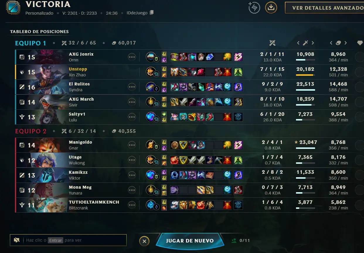Captura del partido